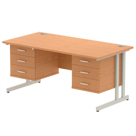 DY4 Instinct Desk w/ 2 Attached Pedestals
