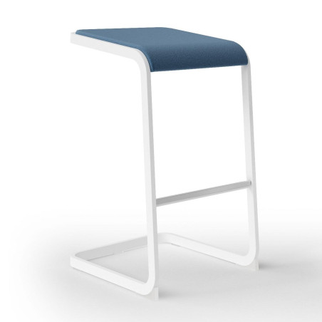 Q1 Crescent Stool - Upholstered Seat with Powder-Coated Base