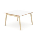 AR1 Single Desk - White Top with Oak Edging & Wood Legs
