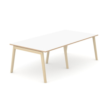 AR1 Single Desk - White Top with Oak Edging & Wood Legs