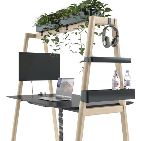 AR1 Function Desk - White Top with Oak Edging & Customisable Accessories