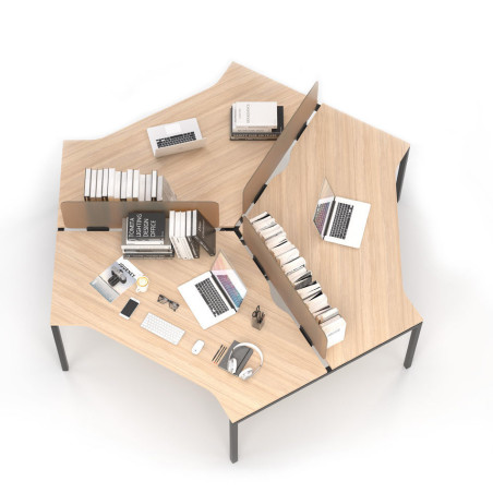 AR4 Trio Desk - Oak Edged Tops & Metal Goalpost Legs