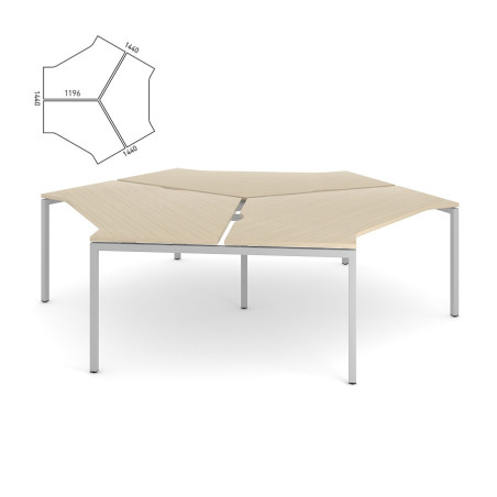AR4 Trio Desk - Oak Edged Tops & Metal Goalpost Legs