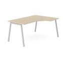 AR4 A Crescent Desk - Oak Edged Tops & Metal Looped Frame