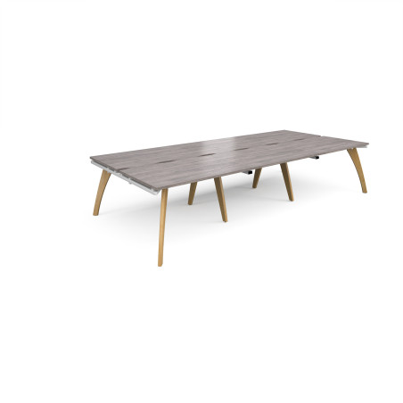 Homeworker Bench Desk Triple | Ergonomic Design | Solid Oak Frame