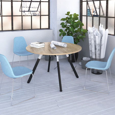 Avro Circular Meeting Table - Two-Tone 4-Leg Design