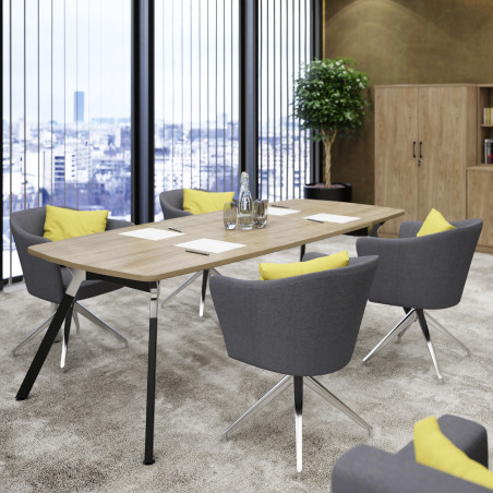 Avro Rectangular Meeting Table - Two-Tone 4-Leg Frame