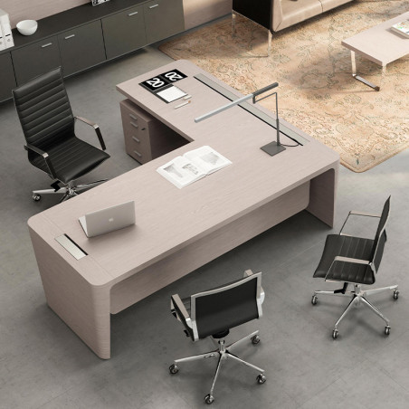 Q10 Executive Desk with Return - 18mm Veneered Desktop