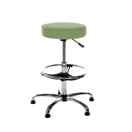 AS8 Role High Stool - Upholstered Seat, Foot Ring & Castors