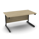 E1 Cantilever Desk - 25mm Desktop, Single Pipe Frame, Modesty Panel