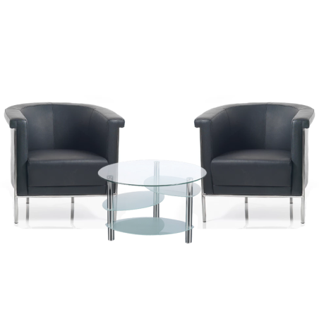 Leather and Chrome Tub Chairs