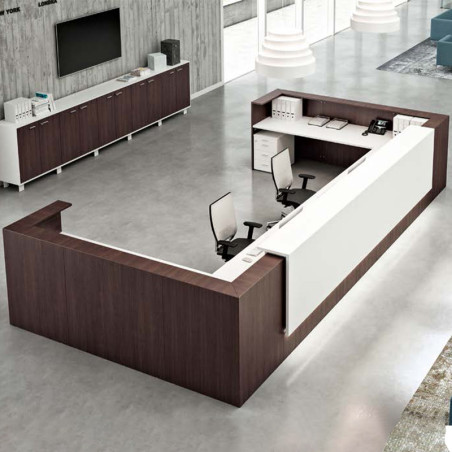 Q2 Reception Desk - Sleek Design, Wood, Lacquer & Lighting Options