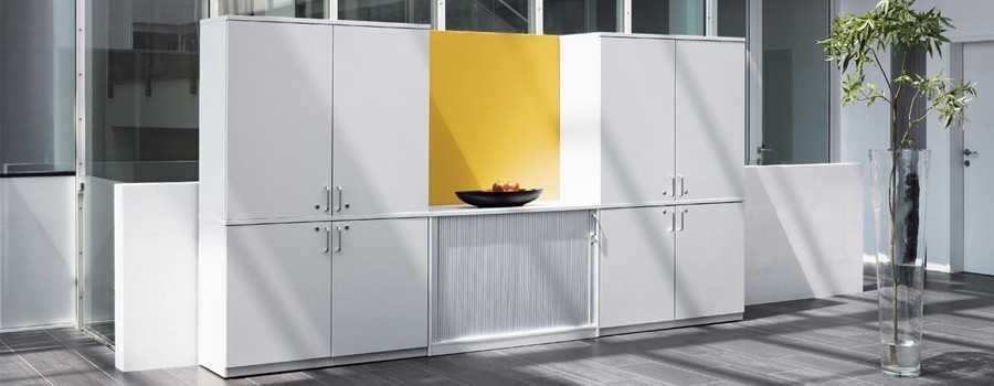 Tambour and Wood Finish Cupboards